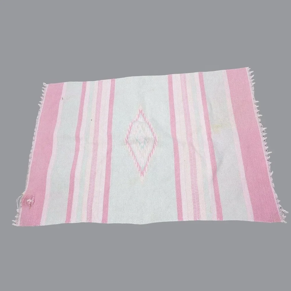 Vintage Pink Rug Indigenous Tapestry Knit Western Southwest
